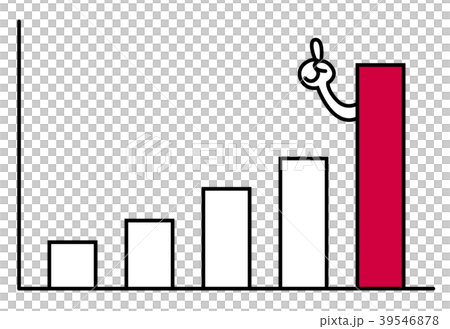 棒グラフ 赤 右肩上がり 一番のイラスト素材