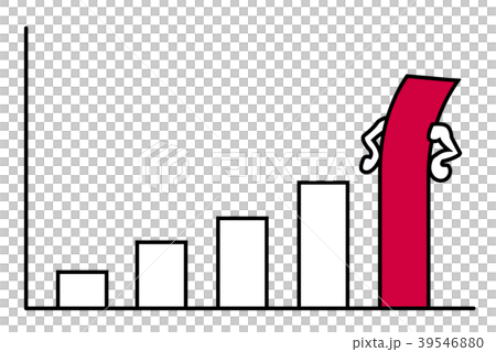 棒グラフ 赤 右肩上がり 反り返るのイラスト素材