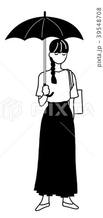 傘をさす女性のイラストのイラスト素材 39548708 Pixta