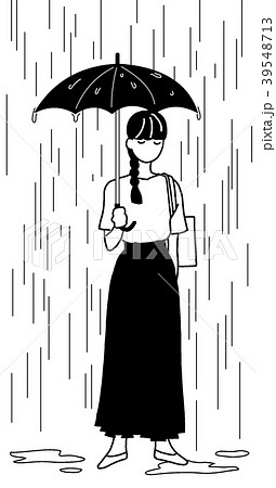 傘をさす女性のイラストのイラスト素材 39548713 Pixta