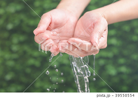 Women S Hand Cupping Water Stock Photo
