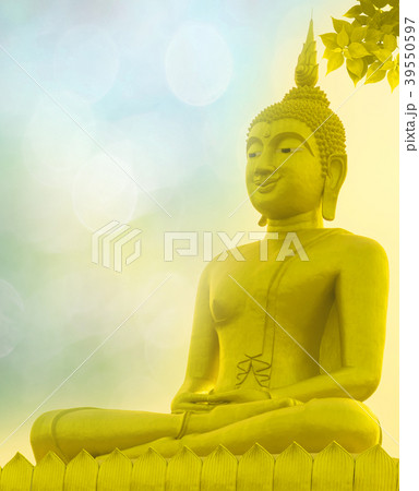 Buddha statue priest religion on golden background Buddha statue priest religion on golden background 39550597