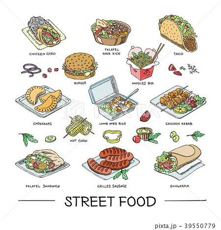 Street food vector fastfood burger or grilled 39550779