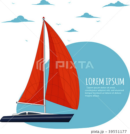 Yacht club sticker with sail boat 39551177