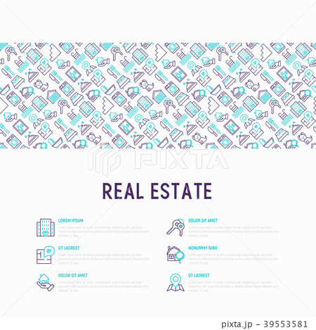 Real estate concept with thin line icons 39553581
