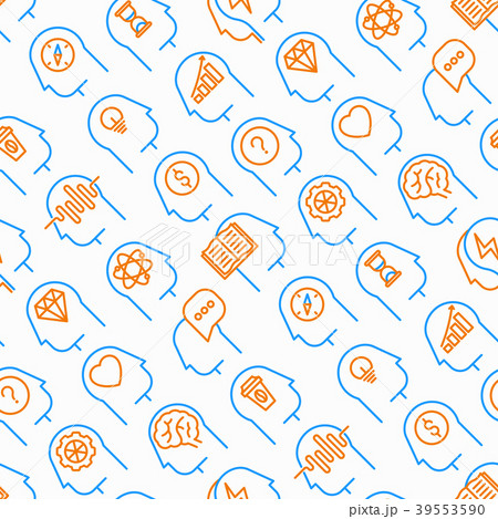 Mind process seamless pattern with thin line icons 39553590