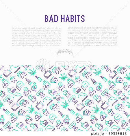 Bad habits concept with thin line icons 39553618