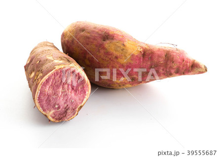 sweet purple potatoes on white 39555687