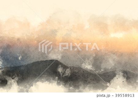 mountain hill in the forest on watercolor painting mountain hill in the forest on watercolor painting 39558913
