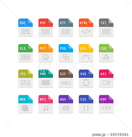 set of file format flat icons. vector illustration set of file format flat icons. vector illustration 39559381