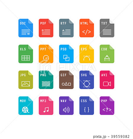 set of file format flat icons. vector illustration 39559382