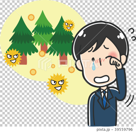 花粉に苦しむビジネスマンのイラスト 花粉に苦しむビジネスマンのイラスト 39559796