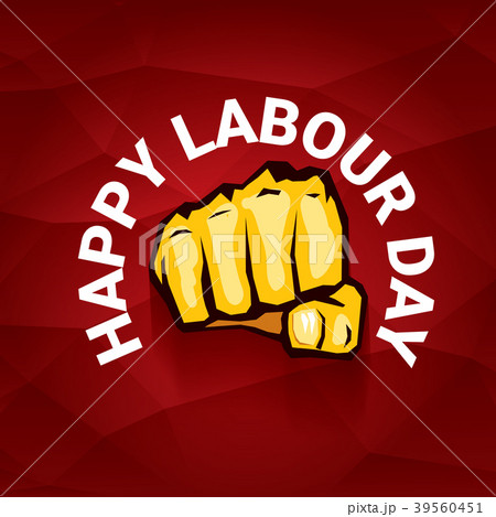 Happy labour day vector label with strong orange 39560451