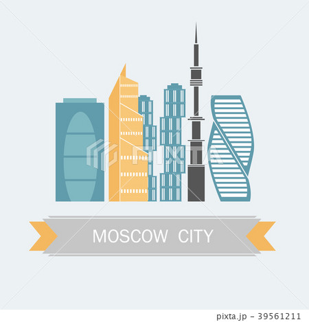Banner of Moscow city in flat line trendy style 39561211