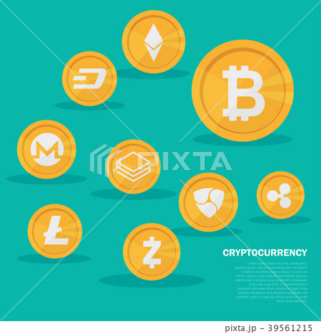 Cryptocurrency on blue background, digital Cryptocurrency on blue background, digital 39561215