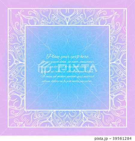 Lace invitation card. Blue and pink mandala 39561284