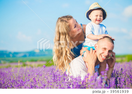 Young family in a lavender field 39561939