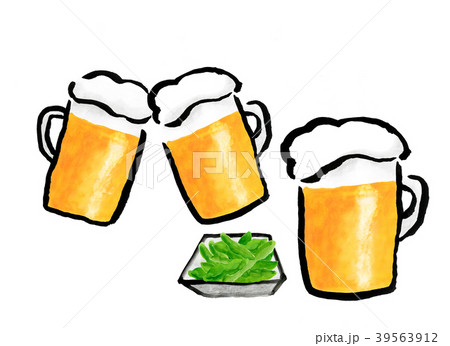 ビール えだまめ 手描き水彩 ビール えだまめ 手描き水彩 39563912