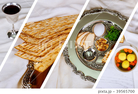 Pesach matzo and matzoh bread Photo collage  39565700