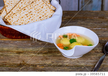 Traditional Jewish passover dish matzah ball soup Traditional Jewish passover dish matzah ball soup 39565711