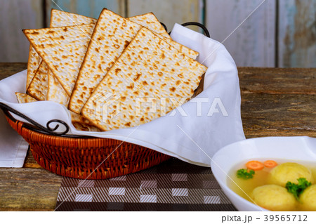 Delicious Matzoh ball soup Pesach Passover symbols Delicious Matzoh ball soup Pesach Passover symbols 39565712