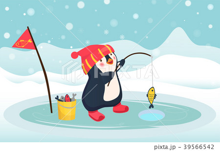 penguin fisherman caught fish 39566542