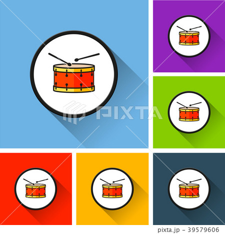 drum icons with long shadow 39579606