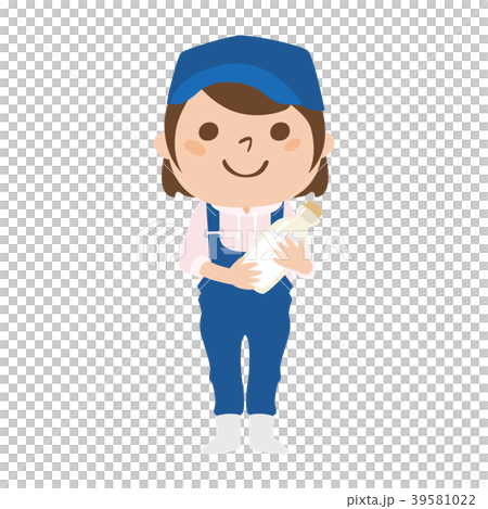 楽しく働く女性酪農家のイラスト 職業別 のイラスト素材