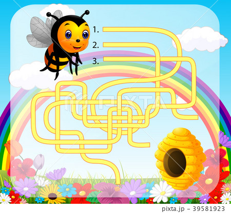 Help bee find path to beehive 39581923