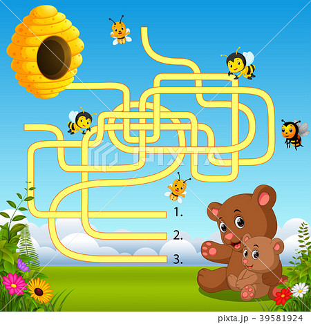 Help bear find path to beehive 39581924