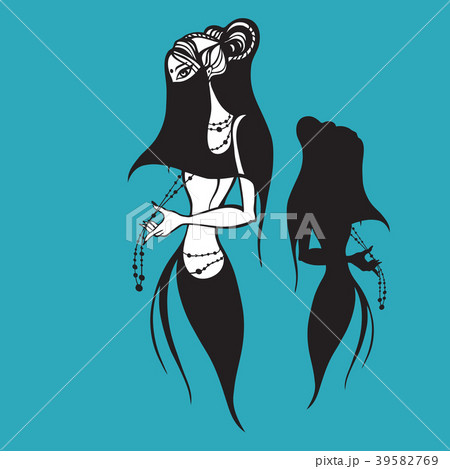 Eastern woman Silhouette. Hand drawn Vector 39582769