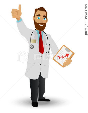 Portrait of a smiling doctor in a lab coat with a Portrait of a smiling doctor in a lab coat with a 39583709