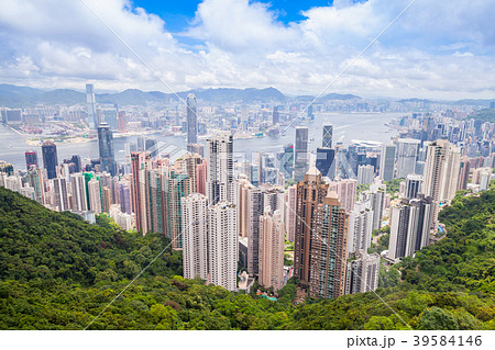 Hong Kong city, aerial view, Victoria Peak Hong Kong city, aerial view, Victoria Peak 39584146