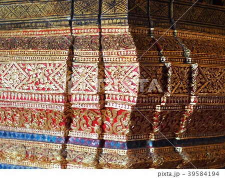 monk pedestal podium in temple building crop view 39584194
