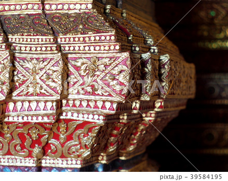 monk pedestal podium in temple building crop view 39584195