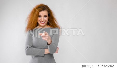 Portrait of beautiful redhead happy young woman in 39584262