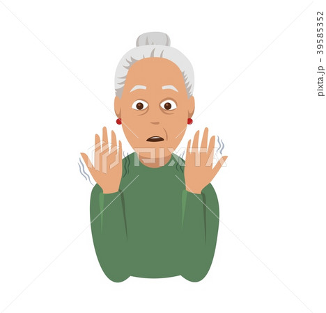 Tremor hands. Elderly woman looking at the shaking Tremor hands. Elderly woman looking at the shaking 39585352