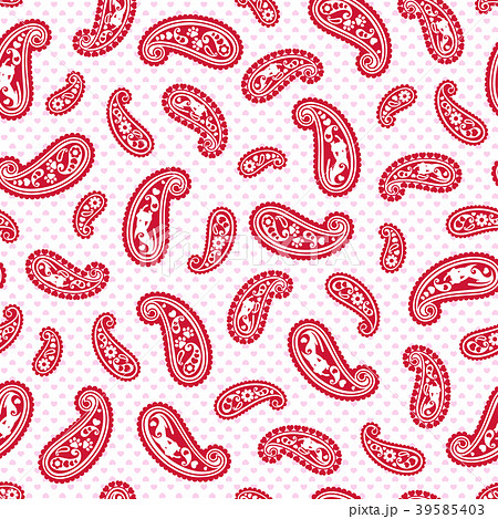 ペイズリーと猫のイラストパターン, 39585403
