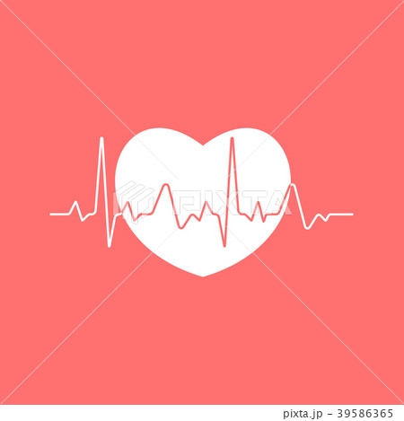 Heartbeat sinusoidal line with white heart 39586365