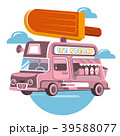 Flat design vector illustration of ice cream car. 39588077