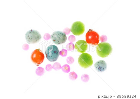 秋の小さい実いろいろ　白背景 39589324