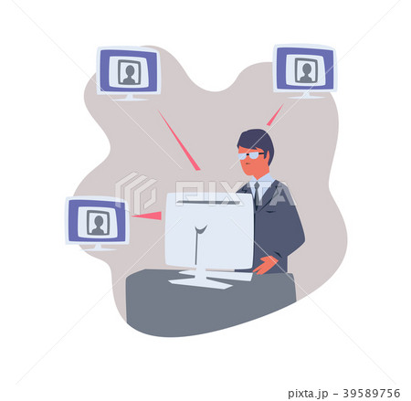 The person sitting at the computer and works with 39589756