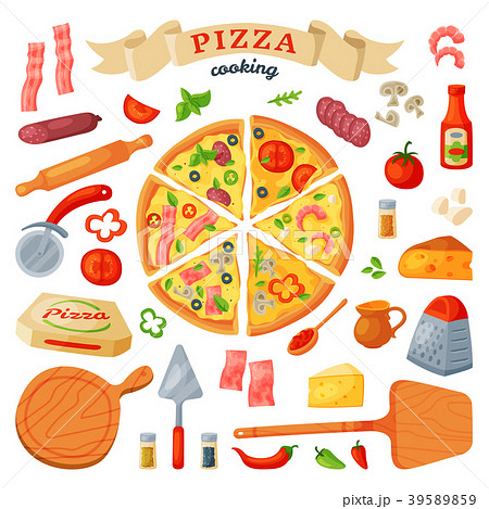 Pizza vector italian food with cheese and tomato 39589859