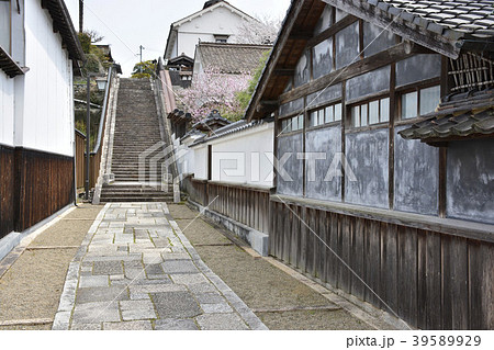 岡山県 真庭市 勝山の古い町並みの写真素材