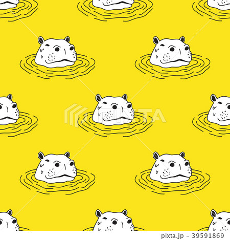Hippo hippopotamus Seamless Pattern Vector 39591869
