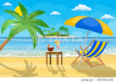 Landscape of wooden chaise lounge, 39595248