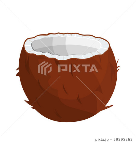 Ripe coconuts and half coconut on white. 39595265