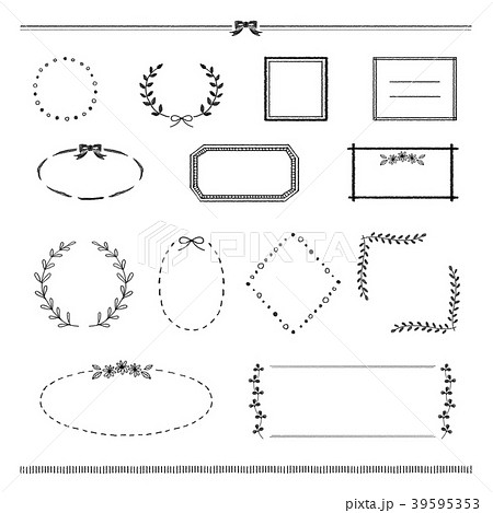 手描きフレームセット くろ のイラスト素材 39595353 Pixta