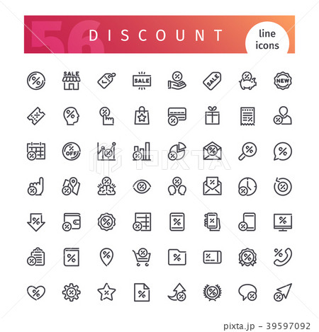 Discount Line Icons Set 39597092