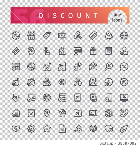 Discount Line Icons Set 39597092